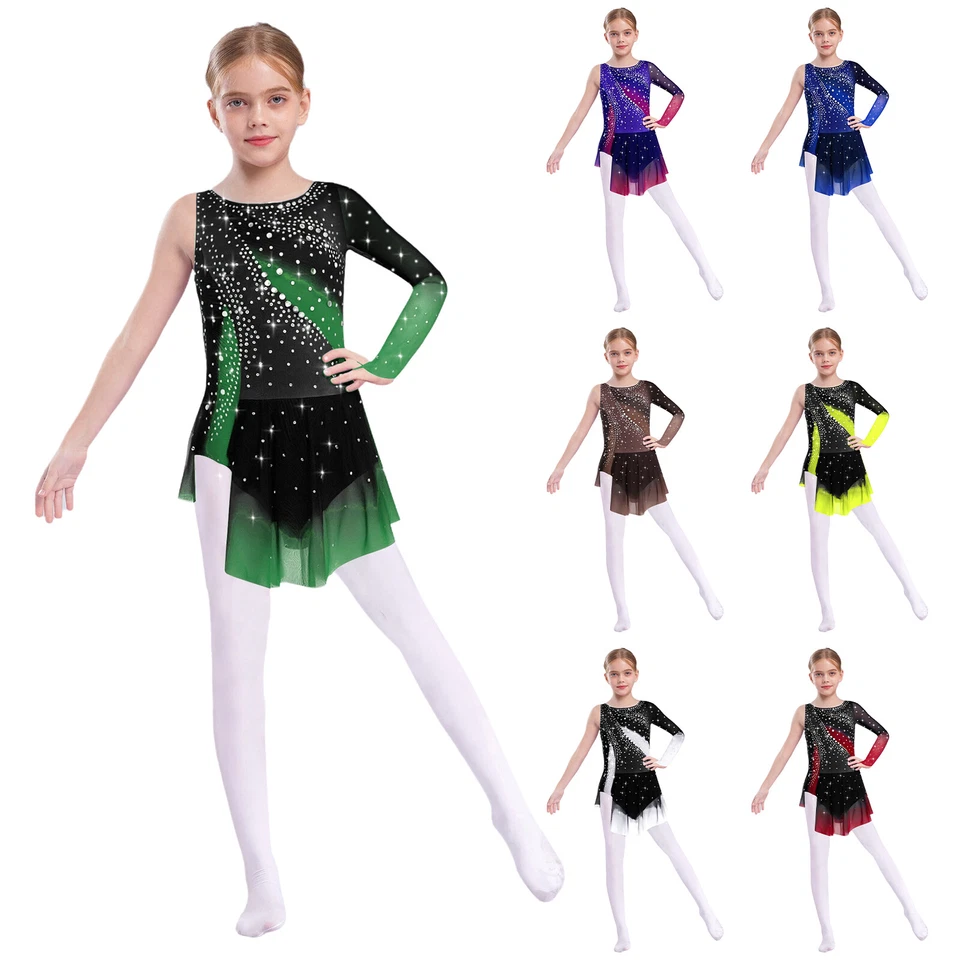 Kids Girls Unitard Modern Romper Dance Leotard Ballet Dress Ballerina Bodysuit - Image 3 of 3