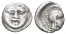 Pisidia Selge Gorgoneion Medusa Athena Silver Greek Obol Coin 350 - 300 BC AR