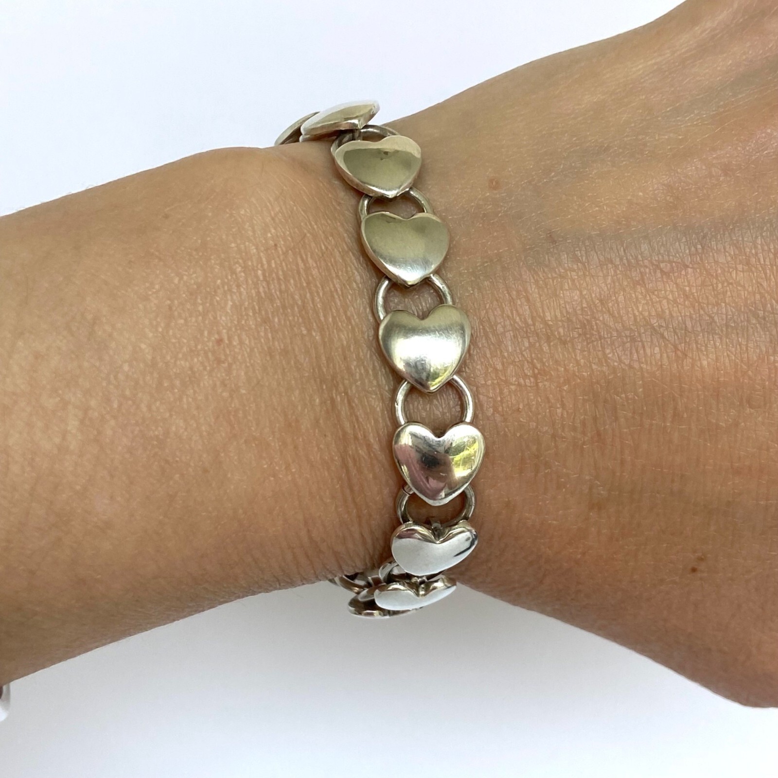 Solid Sterling Silver 925 Stacking Heart Link Tog… - image 1