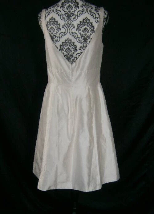 OFF WHITE Abito da sposa corto Jenny Yoo in seta taffeta taglia 8 tasche bianco sporco