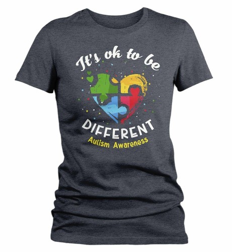 Women's Autism T Shirt Ok To Be Different Autism Shirt Heart Autism Cute Autism - 第 5/25 張圖片
