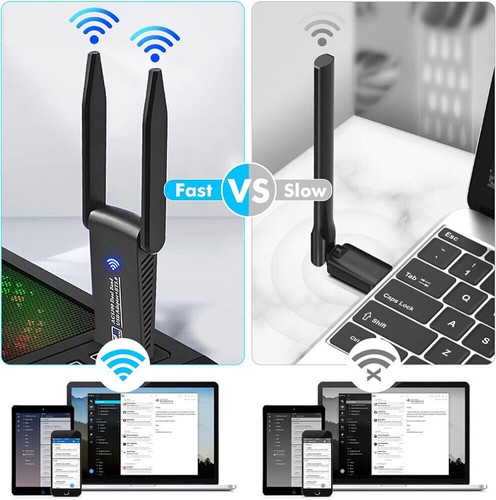 WLAN ADAPTER USB 3.0 STICK 1300MBPS WIFI DUAL BAND 5GHZ ANTENNE PC BLUETOOTH DE - Afbeelding 6 van 25