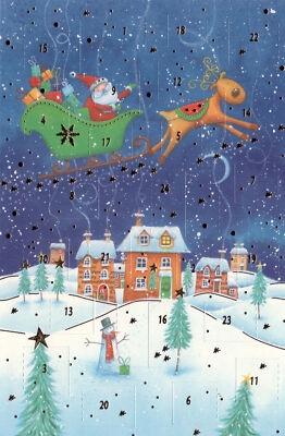 Nostalgische Adventskalender-Grußkarte 5 Stück Weihnachten Doppelkarte Winter Sc