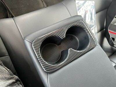 Rear Carbon Fiber Water Cup  Panel Cover Trim For Nissan Rogue X-Trail 2021-2025