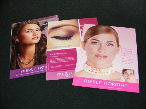 MERLE NORMAN magazine clippings from 2002 & 2005 print ads for Cosmetics - Picture 1 of 3