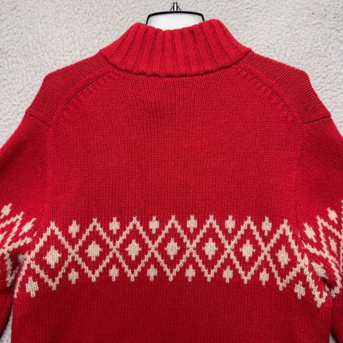 Gap Sweater Mens XL Red Fair Isle 1/4 Zip Wool Mockneck Pullover Jumper Casual - Foto 9 di 13