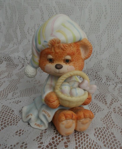 Teddy Beddy Bear 1983 Figurine Baby's 1st Easter Enesco Porcelain Morgan Vintage - Picture 4 of 8