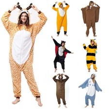 Flauschige Tier-Kostüme Karneval Fasching Onesie Jumpsuit Einteiler Overall Wald