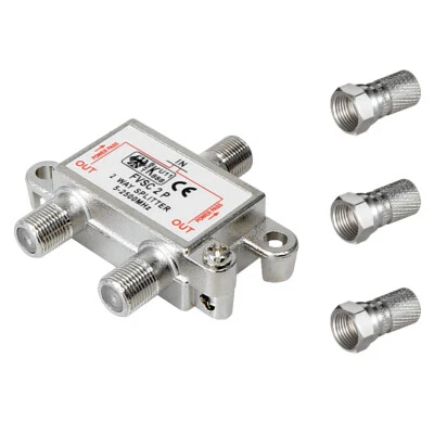 MARKENLOS Distribuidor SAT de 2 vías divisor digital 3 piezas conector F Ø 7 mm cable TV coaxial LNB