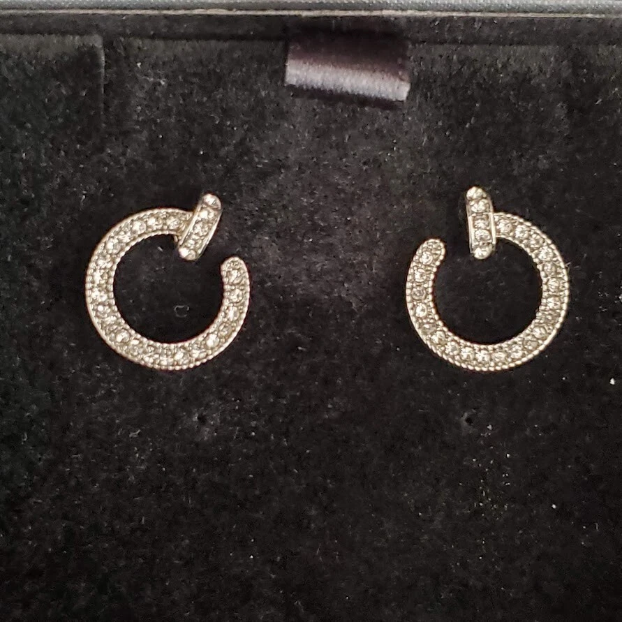 Vince Camuto Ayla Earrings Silver Tone with Clear Crystals New in Box Dressy - Image 2 of 4