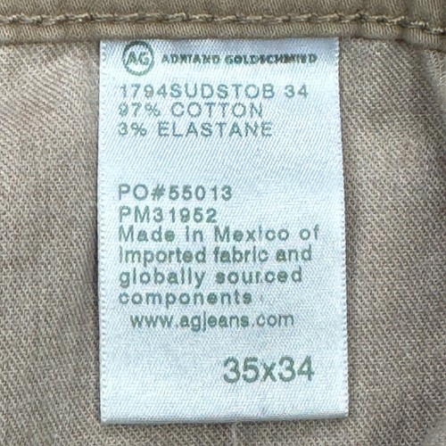 AG Adriano Goldschmied Pants Mens 35 X 34 Brown Everett Chino Slim Straight - Imagen 14 de 15