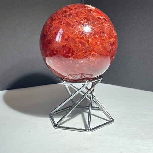 452g Natural strawberry quartz ball Quartz Crystal Energy Healing Ball + Stand - Picture 2 of 13