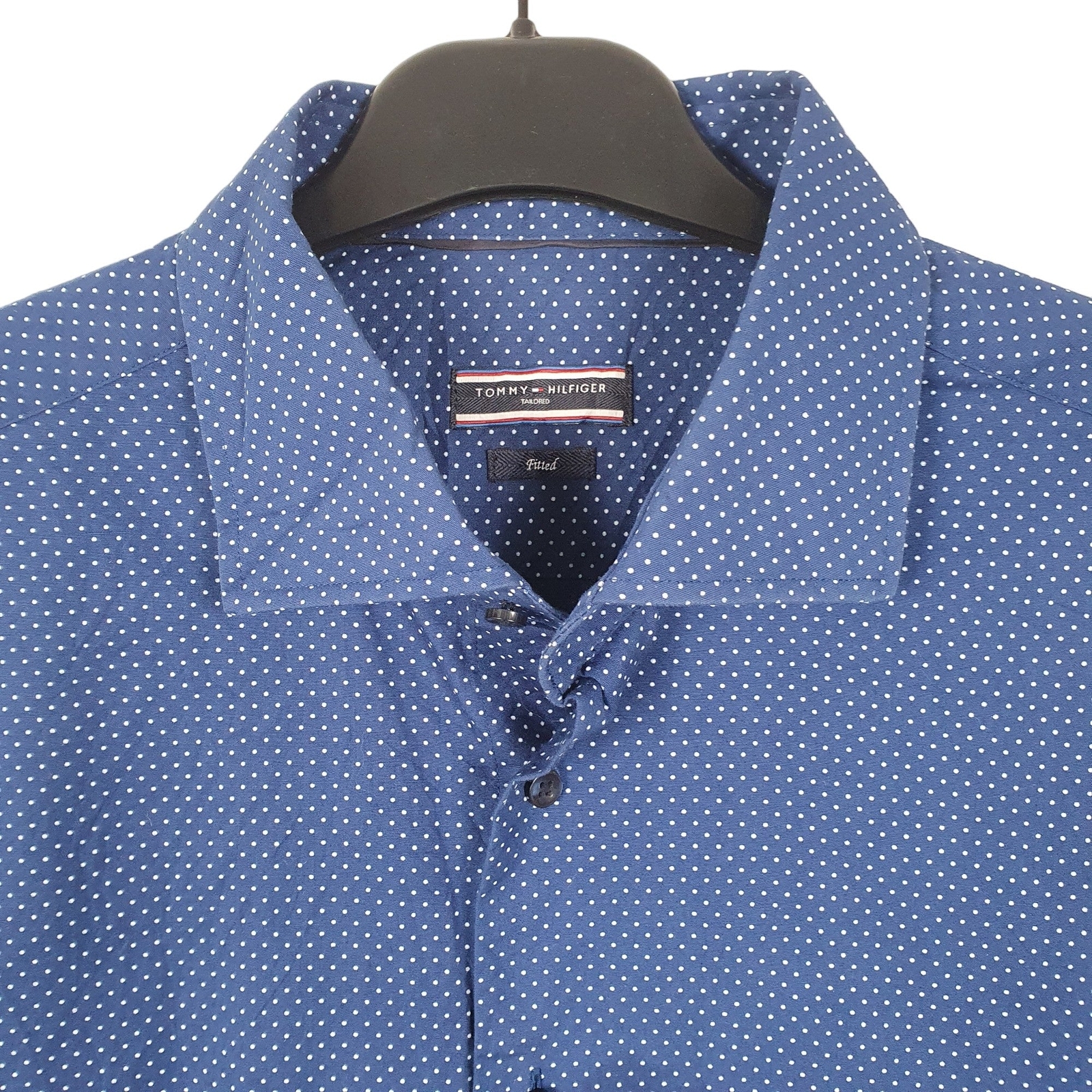 TOMMY HILFIGER Navy Gingham Shirt Long Sleeve Casual Mens M image 2