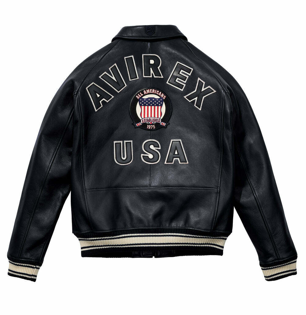 AVIREX U.S.A. CLASSIC ICON LEATHER JACKET IN BLACK SIZE AVIREX U.S.A. CLASSIC ICON LEATHER JACKET IN BLACK SIZE