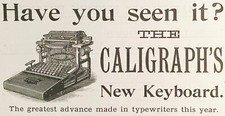 1892 CALIGRAPH NEW KEYBOARD American Writing Machine Co Vtg Typewriter Print Ad thumbnail