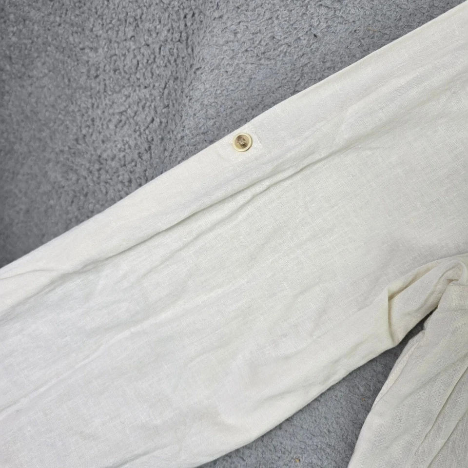 Camisa Falls Creek Botón Frontal Para Hombre XL Blanca Marfil Mezcla Lino Ligera  Foto 3 de 4