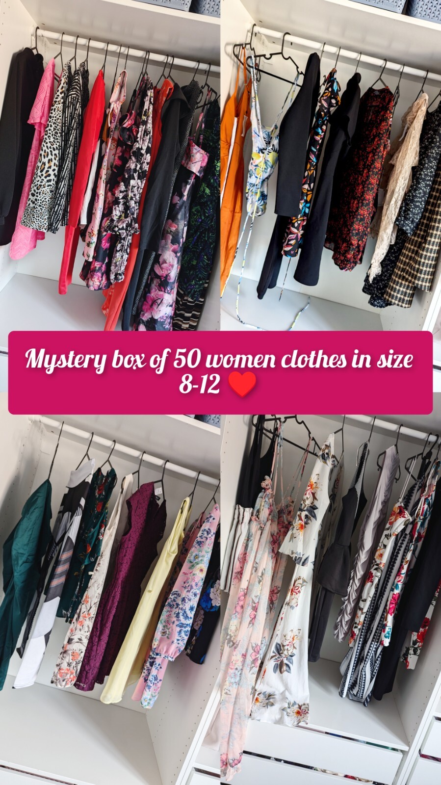 Mystery Box Of 50 Womens Clothes In Size 812. Summer, Holiday, Work