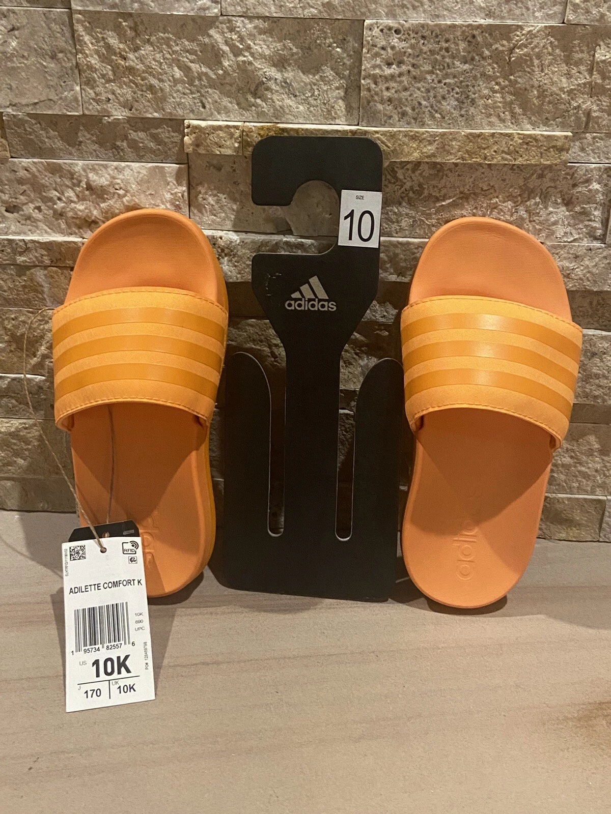 Sandali scorrevoli Adidas Adilette Comfort K arancione Peach GW7880 bambini taglia 10 NUOVI
