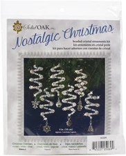 Solid Oak Nostalgic Christmas Beaded Crystal Ornament Kit-Crystal & White Christ