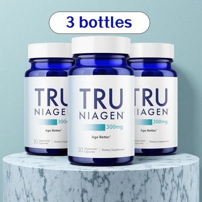 3PCS Tru Niagen Nicotinamide Riboside Chloride 300 mg 90 NR Vegetarian Capsules