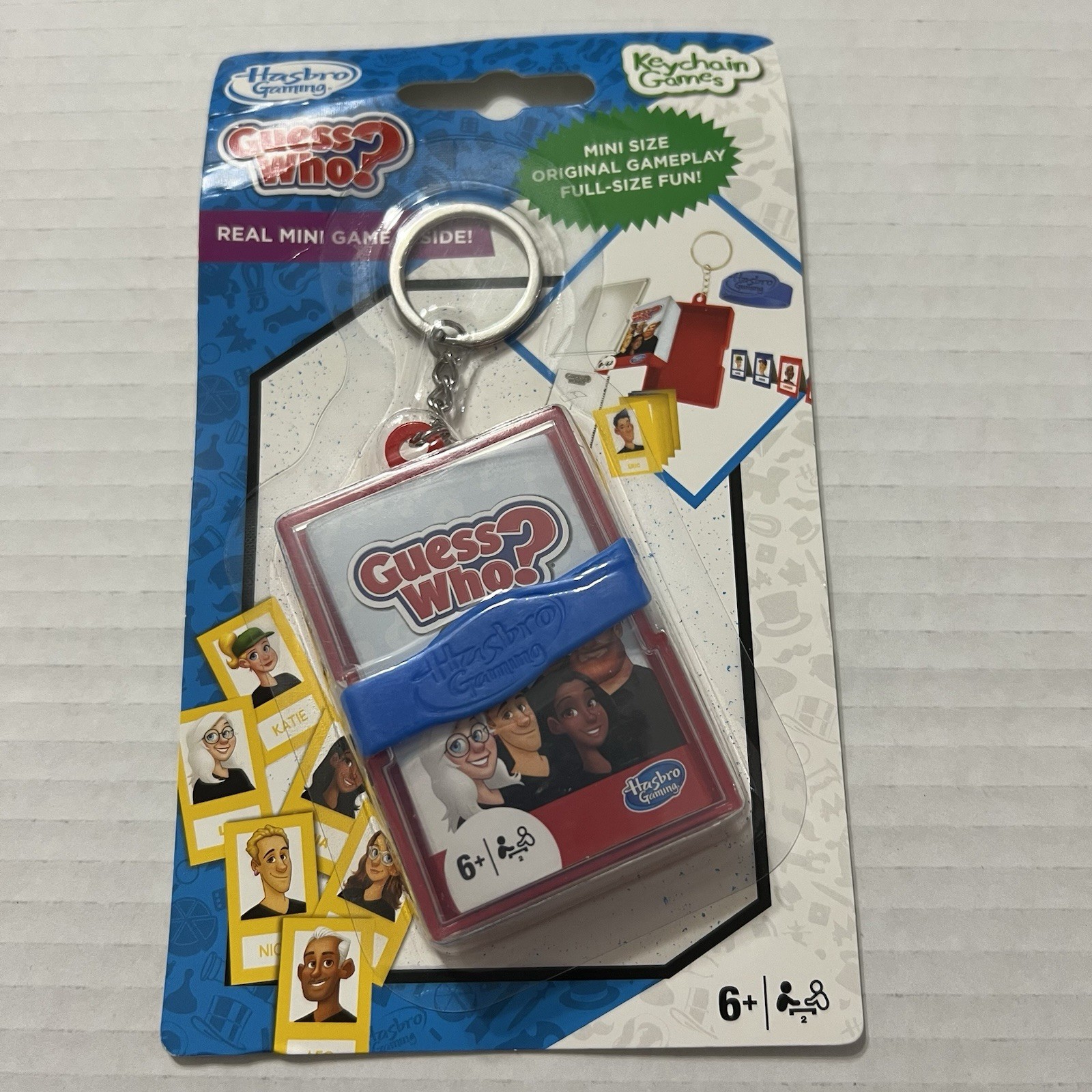 NEW Hasbro mini travel size REAL WORKING board game keychain GUESS WHO?