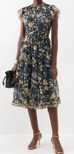  Auth Ulla Johnson Emine ruffled floral-print silk-chiffon dress Size 0