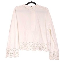 Sweaty Betty Broderie Pullover Hoody Crop Hoodie Lily White Womens Size XS New