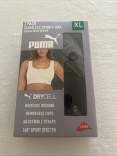 Puma Women S 2-Pack Square Neck Seamless Sports Bra 2 Piece Black/Gray Size XL