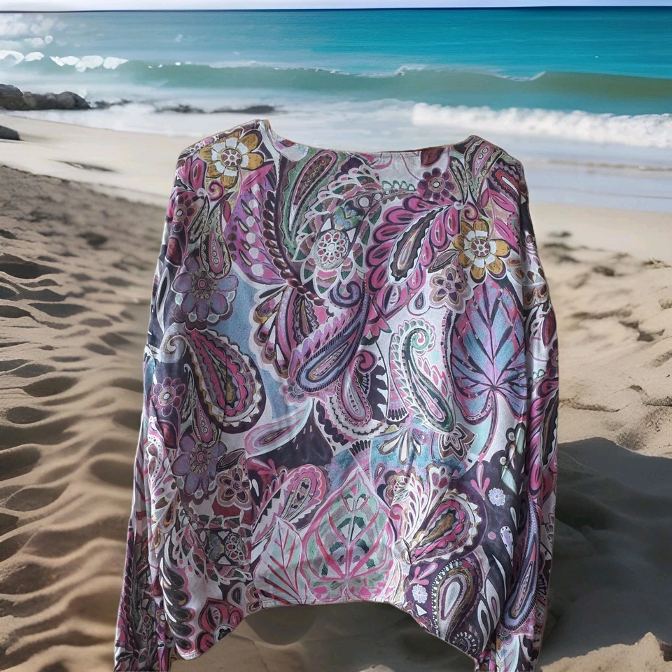 Cinque Bluse bunt Gr. 42 neuwertig pink braun Blätter Blumen - Bild 3 von 3