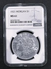 1921   MORGAN  SILVER  DOLLAR Certified MS61