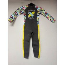 Dive Sail Kids Full Body Wetsuit Youth L Long Sleeve Swim Surf Neon Letters