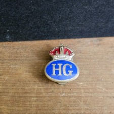 Original  WW2 Silvered Brass Enamel Home Guard Lapel Badge Home Front