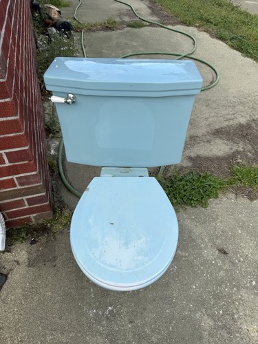Standard Light Blue Two Piece Round Toilet Single Flush