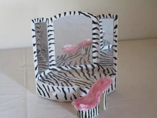 Bratz MGA Entertainment 2003 Parts Zebra Print Vanity Mirror Chair *Missing Legs