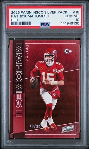 Panini NSCC Silver Pack National 2025 Patrick Mahomes #18 Red /99 PSA 10 Pop 1