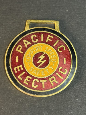 #ad Vintage Pacific Electric A Classic Issue Pocket Watch Fob Railroad Railway Train $12.75