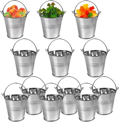12 Pack Mini Metal Buckets Small Metal Pail Tinplate Tin Pails Containers Handle