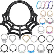 16G 1PC Nose Hoop Rings Surgical Steel Nostril Piercing Hinged Clicker Segment