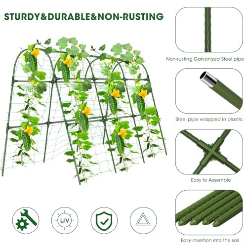 Cucumber Trellis for Raised Bed,47.2x47.2 inch U-Shape Garden Trellis for - Picture 4 of 7