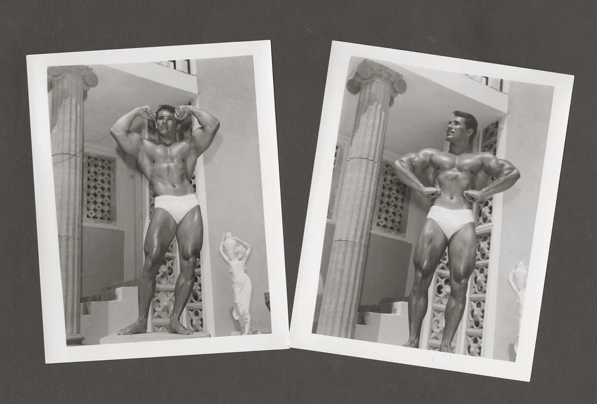 2 Vintage 1950s MALE MODEL Original ATHLETIC MODEL GUILD 4x5 Studio Photos