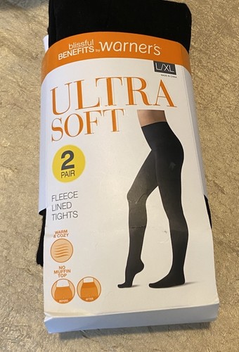 WARNERS LADIES ULTRA SOFT FLEECE LINED TIGHTS 2 PAIRS SIZE Large X-Large New - Picture 2 of 3