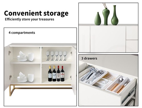 Levede Buffet Sideboard Storage Cabinet Drawers Shelf Kitchen Cupboard Hallway - Picture 4 of 9