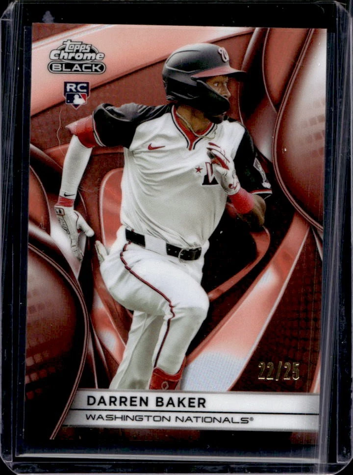 2025 Topps Chrome Black Darren Baker RC Orange Refractor Rookie #22/25 Nationals