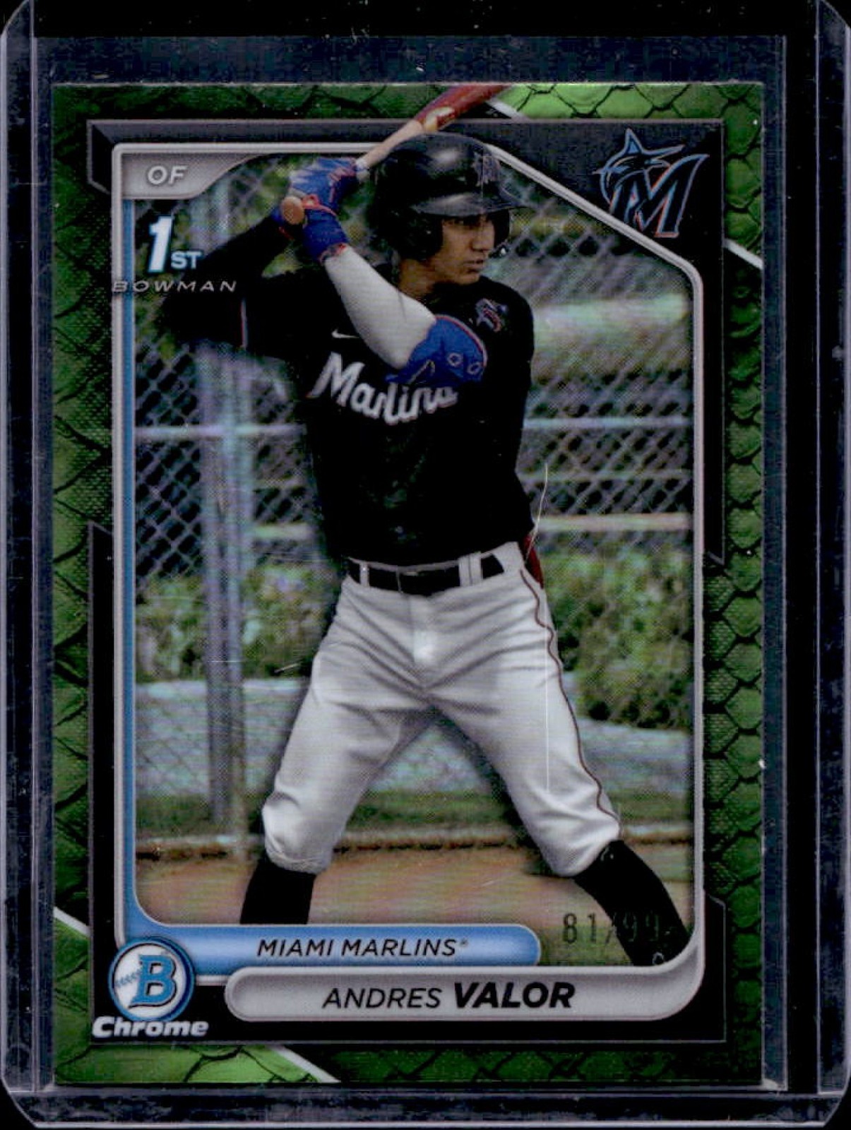 2024 Bowman Chrome Andres Valor Reptilian Green Refractor 1st #81/99