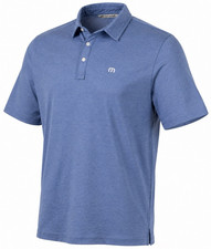 Travis Matthew Men's Polo Shirt Blue Solid XL Regular Fit Short Sleeve