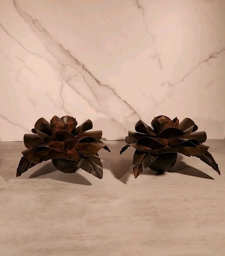 Jan Barboglio Kerzenhalter Set Bronze Blumenmotiv - Bild 3 von 6