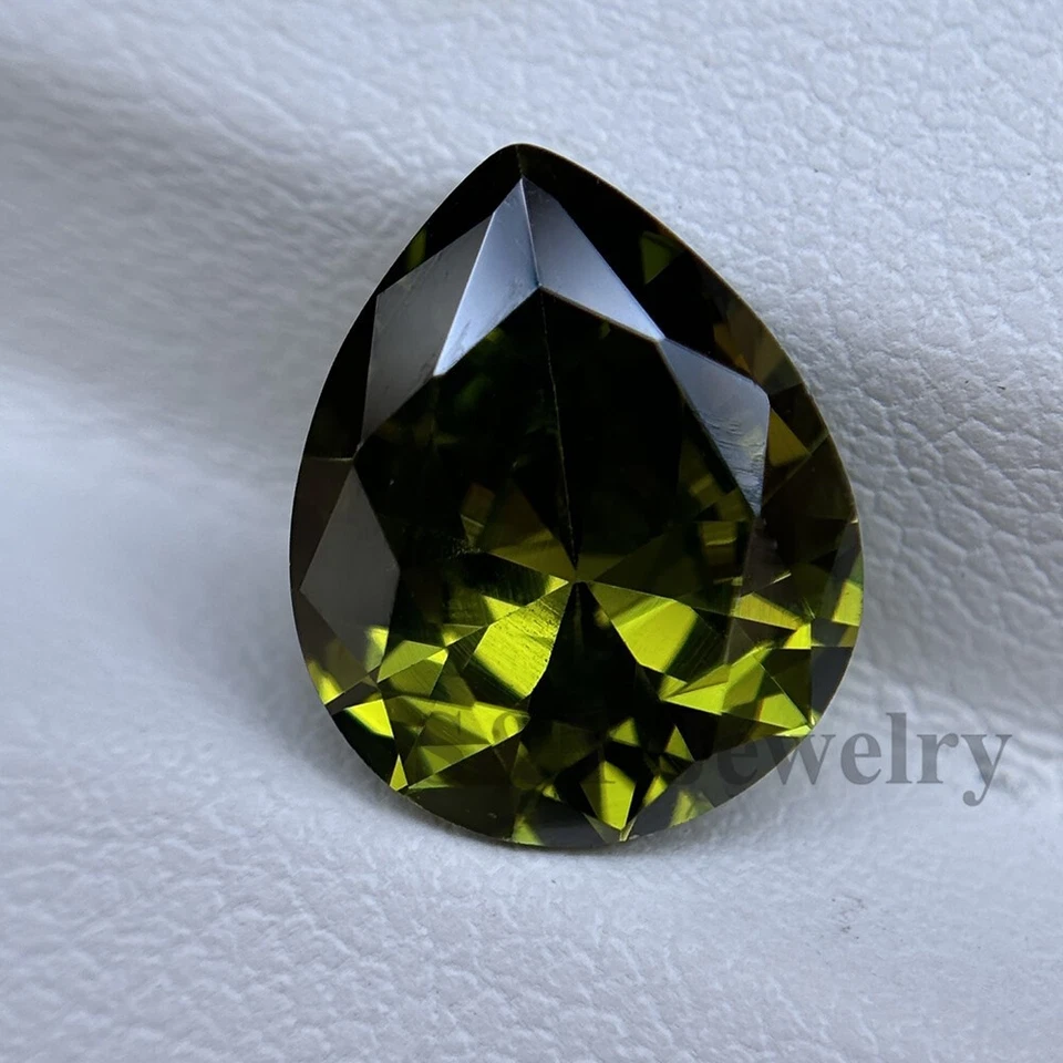 Venta al por mayor colorida pera circonita cúbica piedra preciosa verde oliva circonita suelta para joyería Foto 3 de 4