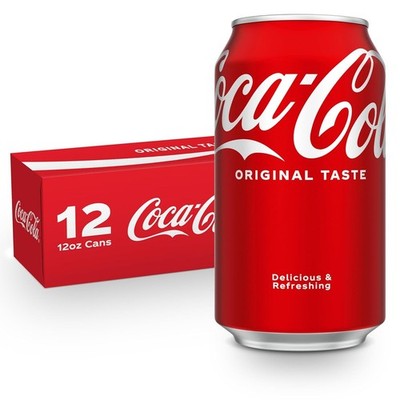 Coca-Cola Classic Soda 12oz Cans (12 Pack) Original Cola Fridge Pack - Fresh