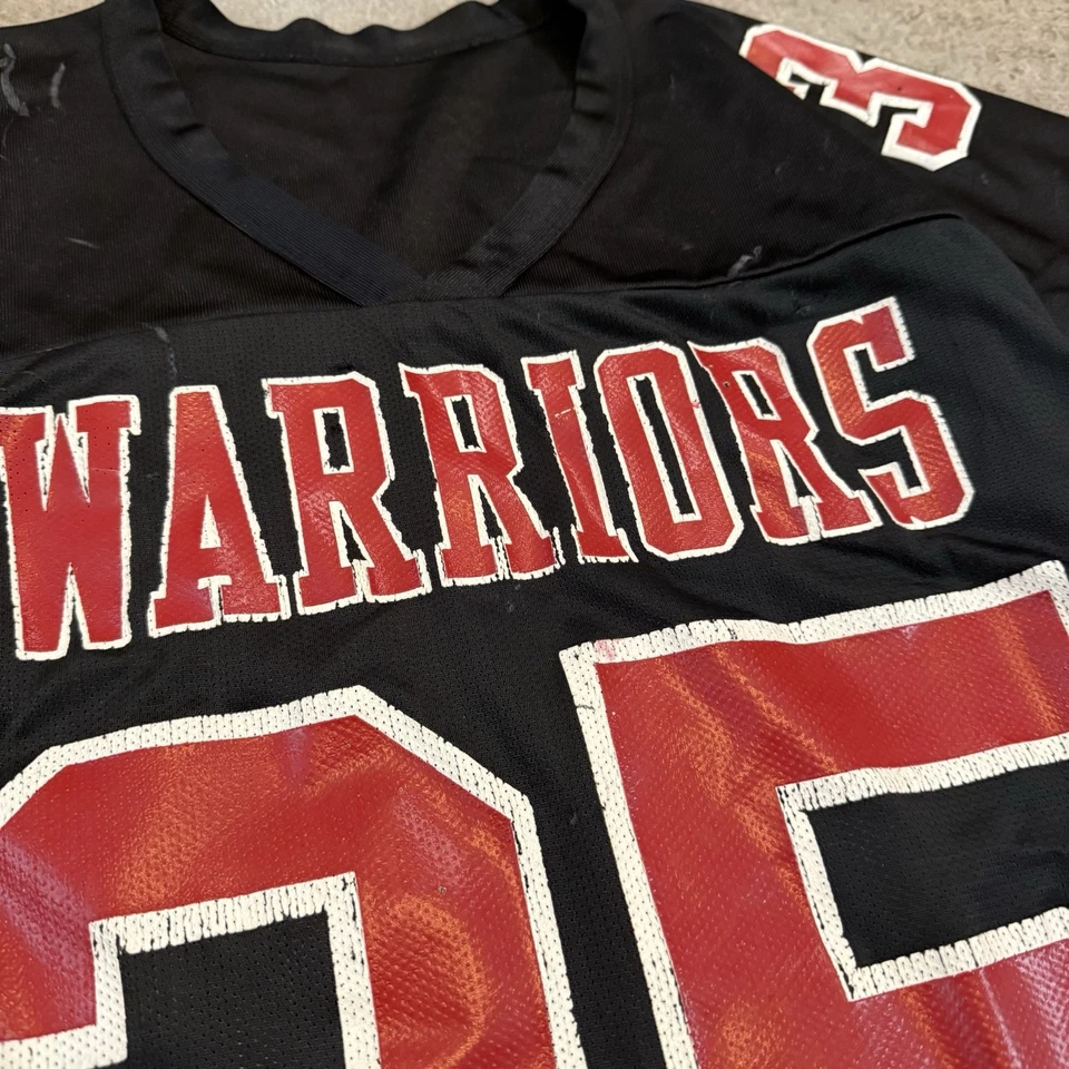 复古 80 年代 DeLong 勇士队网眼裁剪橄榄球球衣大号练习热身  — 第 4/4 张图片