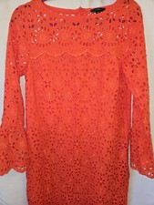 Ladies J.Crew Bell Sleeve Shift Dress In Embroidered Eyelet Vibrate Orqnge 6Tall